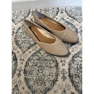 Toms Jutti Neat Ballet Flats Taupe CreamPrint 10 Brand New